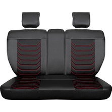 AG Store 
seat Leon Uyumlu Lüks Yarı Deri Oto Koltuk Kılıfı Ön/arka Set (Roma) Siyah-Kırmızı