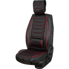 AG Store 
seat Leon Uyumlu Lüks Yarı Deri Oto Koltuk Kılıfı Ön/arka Set (Roma) Siyah-Kırmızı