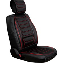 AG Store 
seat Leon Uyumlu Lüks Yarı Deri Oto Koltuk Kılıfı Ön/arka Set (Roma) Siyah-Kırmızı