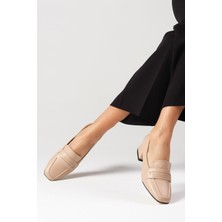 Mio Gusto Cecille Ten Rengi Küt Burunlu Kısa Topuklu Kadın Ayakkabı