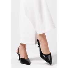 Mio Gusto Clarice Siyah Renk Yılan Derisi Desenli Kadın Topuklu Ayakkabı