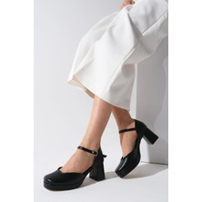 Mio Gusto Franka Siyah Renk Platformlu Kadın Topuklu Ayakkabı