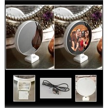 Hediye Vakti Fotoğraflı LED Işıklı Sihirli Ayna Resimli Çerçeve Dekoratif Masa Makyaj Ayna