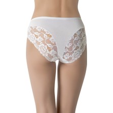 Miss Blue Moon Arka Baklava Kesim Dantelli Bato 2'li Külot Siyah/beyaz 5660