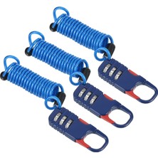 Safety1 Yaylı Kablo ile 3 Haneli Şifreli Kilit, 3 Adet Kask Asma Kilit 3.3ft Bisiklet Soyunma Seyahat Bagajı Için Esnek Güvenlik Çelik Kilit Teli, Siyah (Yurt Dışından)