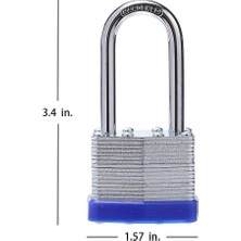 Safety1 Lamine Çelik Anahtar Kilidi, 1-9/16 Inç Geniş Gövde, Benzer Anahtarlı 2 Asma Kilit, Uzun Kelepçe (Yurt Dışından)