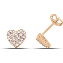 Parmas Design Kalp Tasarım Zirkon Taşlı 925 Ayar Gümüş Kadın Küpe