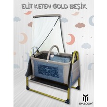 Happy Baby Elit Keten Gold Beşik - Sallanır - Demonte - Anne Yanı