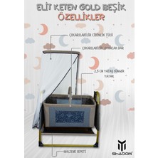 Happy Baby Elit Keten Gold Beşik - Sallanır - Demonte - Anne Yanı