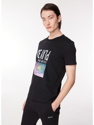 Ice Play Bisiklet Yaka Düz Siyah Erkek T-Shirt 23IU1M0F018P400_T-SHIRT Jersey