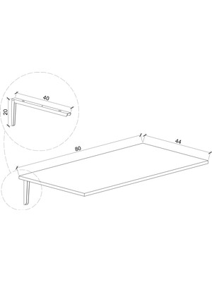 Suba Home Subahome Beyaz Duvara Monte Masa Mutfak Masası Katlanır Masa Çalışma Masası Yemek Masası 80X44