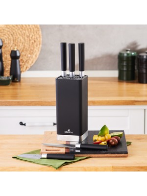 Karaca Skycut Siyah 6 Parça Standlı Satırlı Bıçak Seti