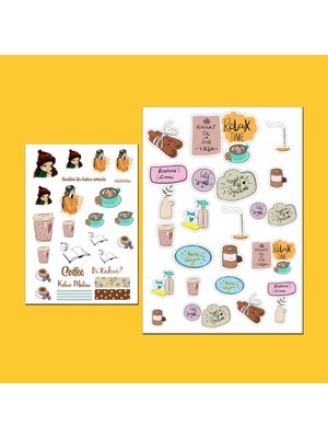 Fatofotofan Relax Time Sticker Seti Kahveci Sticker Seti 2 'li ,etiket