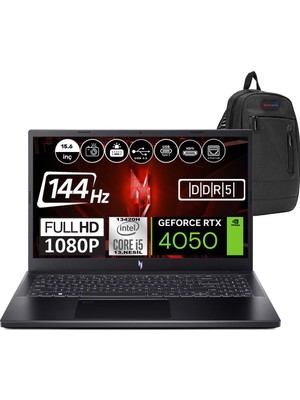 Acer Nitro V15 ANV15-51-57XV Intel Core I5 13420H Ddr5 32GB 512GB SSD RTX4050-6GB Windows 11 Home 15.6" 144HZ Fhd Taşınabilir Bilgisayar NHQNBEYH04  + Zetta Çanta