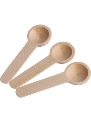 12 Adet Ergonomik Tasarıma Sahip Doğal Ahşap Kahve Kaşığı - Açık Renk, Paslanmaz Çelik İçermez