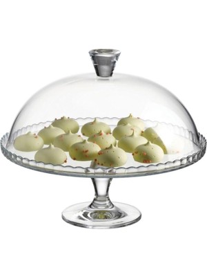 Paşabahçe Ayaklı Kek Fanusu 047OA FMA203242 95200 32 cm Cam Malzeme Şık Desenli Servis Tabakları
