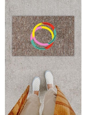 Dijital Baskı Yeşil Dış ve Iç Mekan Doğal Taş Desen Kapı Önü Paspası