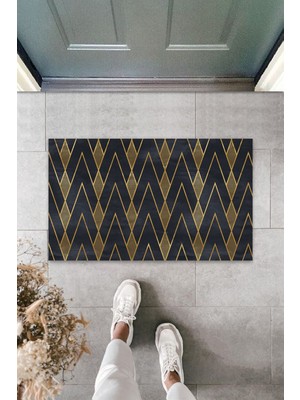 Dijital Baskı Yeşil Dış ve Iç Mekan Doğal Taş Desen Kapı Önü Paspası