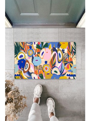 Dijital Baskı Yeşil Dış ve Iç Mekan Doğal Taş Desen Kapı Önü Paspası