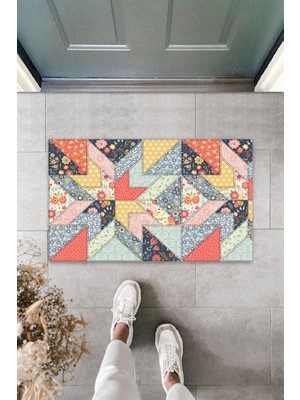 Çok Amaçlı Dijital Patchwork Şekilli Çok Renkli Kapı Paspası Dış Mekan Paspas