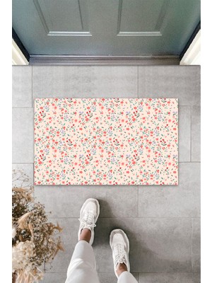 Stok Shop Çok Amaçlı Dijital Baskı Pembe Küçük Çiçek Dış ve Iç Mekan Kapı Paspası