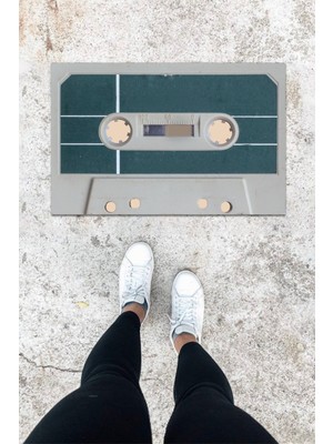 Stok Shop Dijital Baskı Yeşil Dış ve Iç Mekan Doğal Taş Desen Kapı Önü Paspası