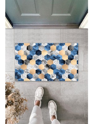 Stok Shop Dijital Baskı Yeşil Dış ve Iç Mekan Doğal Taş Desen Kapı Önü Paspası