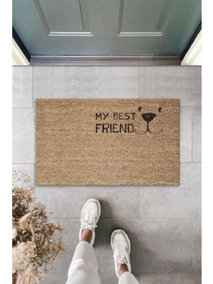 Dijital Baskı Kalitesi  Kahverengi Patili Kalp I Love Animals  Dekoratif Kapı  Paspası