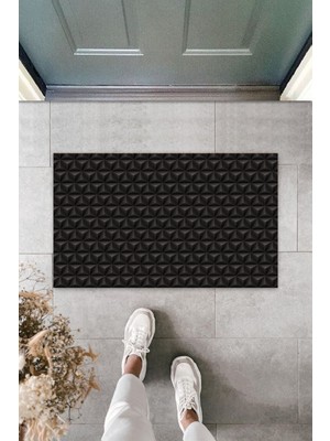 Çok Amaçlı Dijital Baskı Siyah Üçgen Kabartma Dış ve Iç Mekan Paspas