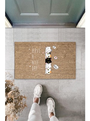 Dijital Baskı Yeşil Dış ve Iç Mekan Doğal Taş Desen Kapı Önü Paspası