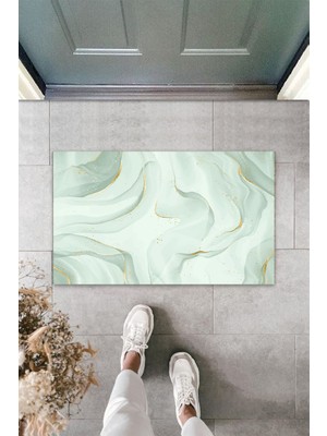 Dijital Baskı Yeşil Dış ve Iç Mekan Doğal Taş Desen Kapı Önü Paspası