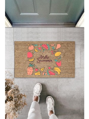 Dijital Baskı Yeşil Dış ve Iç Mekan Doğal Taş Desen Kapı Önü Paspası