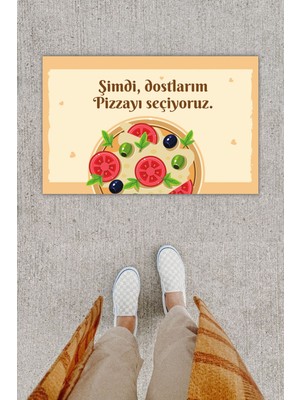 Stok Shop Dijital Baskı Dekoratif Pizza Pudra Kapı Önü Paspası