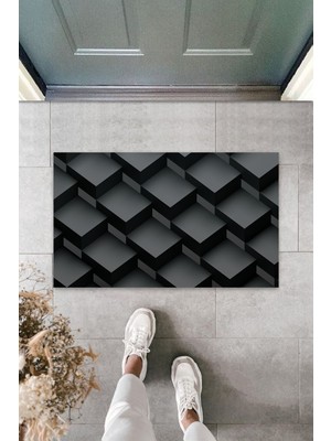 Çok Amaçlı Dijital Baskı Siyah Küp Dış ve Iç Mekan Paspas