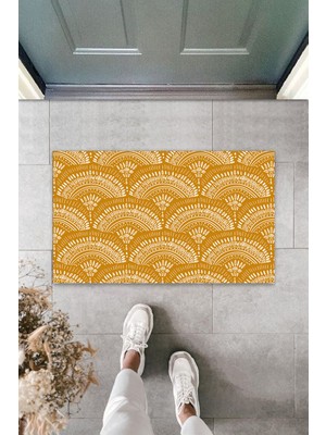 Dış ve Iç Mekan Sarı Kapı Önü Paspası Otantik Motif Desen Paspas
