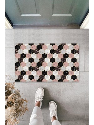 Dijital Baskı Yeşil Dış ve Iç Mekan Doğal Taş Desen Kapı Önü Paspası