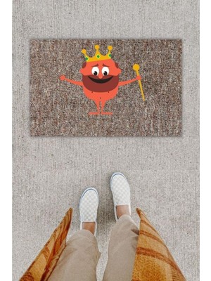 Stok Shop Dijital Baskı Dekoratif Kral Gri Kapı Önü Paspası