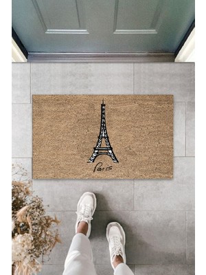 Stok Shop Çok Amaçlı Dijital Baskı Bej Eyfel Kulesi Dış ve Iç Mekan Kapı Paspası