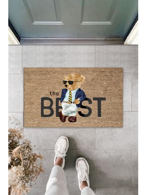 Stok Shop Çok Amaçlı Dijital The Best Ayıcık Bej Kapı Paspası Dış Mekan Paspas