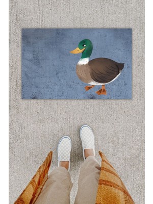 Stok Shop Dijital Baskı Dekoratif Ördek Antrasit Kapı Önü Paspası