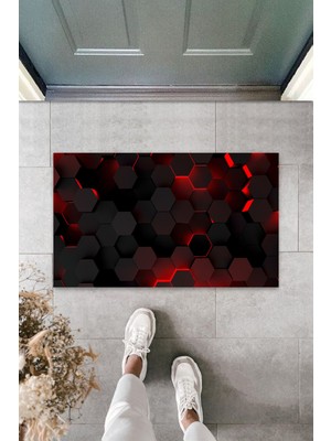 Dijital Baskı Yeşil Dış ve Iç Mekan Doğal Taş Desen Kapı Önü Paspası