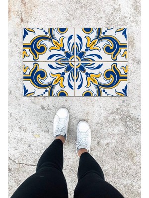 Dijital Baskı Renkli Dış ve Iç Mekan Çini Desen Kapı Önü Paspası