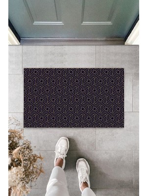 Stok Shop Dış ve Iç Mekan Siyah Kapı Önü Paspası Spiral Desen Paspas