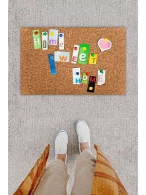 Stok Shop Dijital Baskı Dekoratif Home Sweet Home Çok Renkli Kapı Önü Paspası