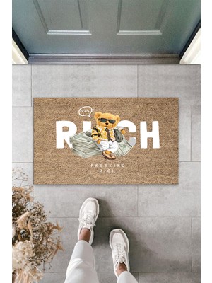 Dijital Baskı Yeşil Dış ve Iç Mekan Doğal Taş Desen Kapı Önü Paspası