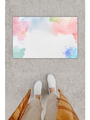 Dijital Baskı Dekoratif Düz Ebruli Kapı Önü Paspası