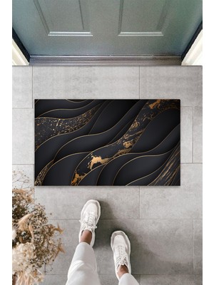 Stok Shop Dijital Baskı Yeşil Dış ve Iç Mekan Doğal Taş Desen Kapı Önü Paspası