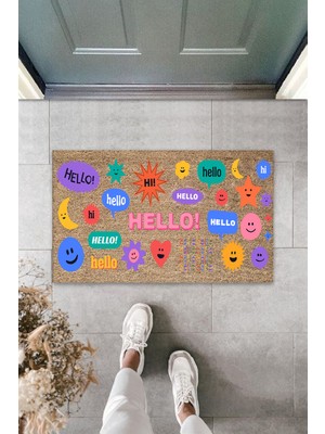 Dijital Baskı Yeşil Dış ve Iç Mekan Doğal Taş Desen Kapı Önü Paspası