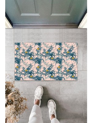 Stok Shop Çok Amaçlı Dijital Baskı Pudra Sarı Çiçek Dış ve Iç Mekan Kapı Paspası