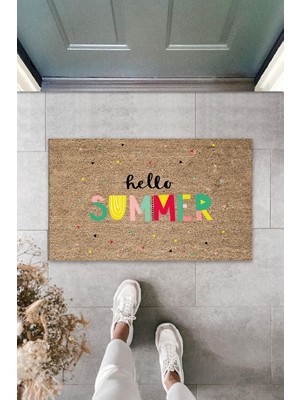 Dış ve Iç Mekan Renkli Kapı Önü Paspası Hello Summer Desen Paspas